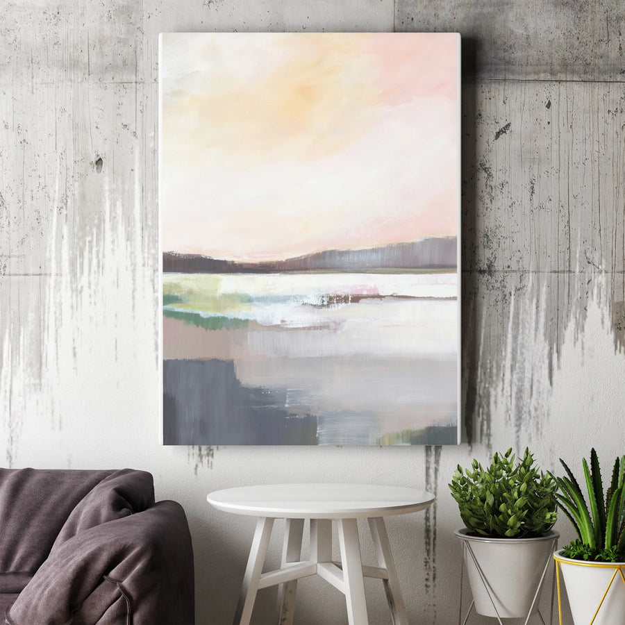 Abstract Landscape Vertical Canvas | Minimalist Coastal Sunset Painting | Premium Gallery Wrapped Canvas | Modern Home Decor Gift