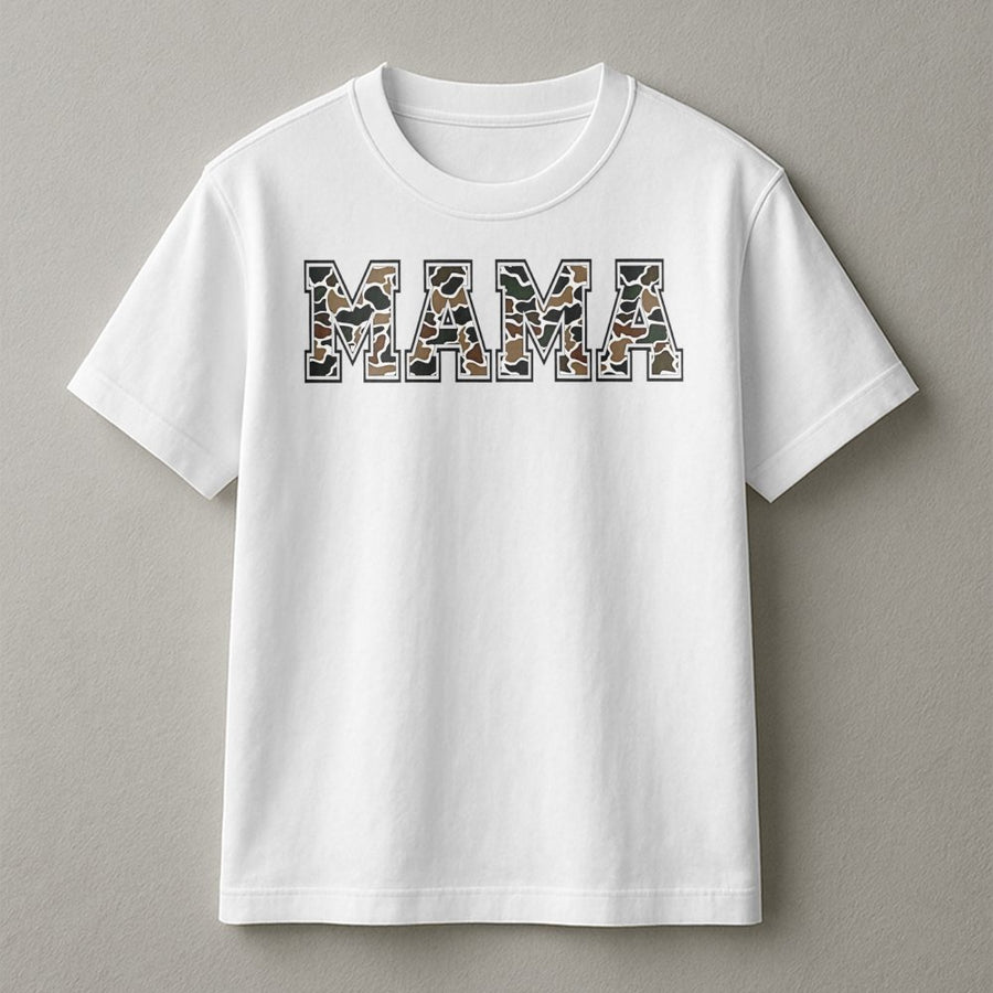 Mama Camouflage T-Shirt | Rustic Hunting Style Graphic Tee | Premium 100% Cotton | Country Mom Gift for Outdoors Enthusiasts