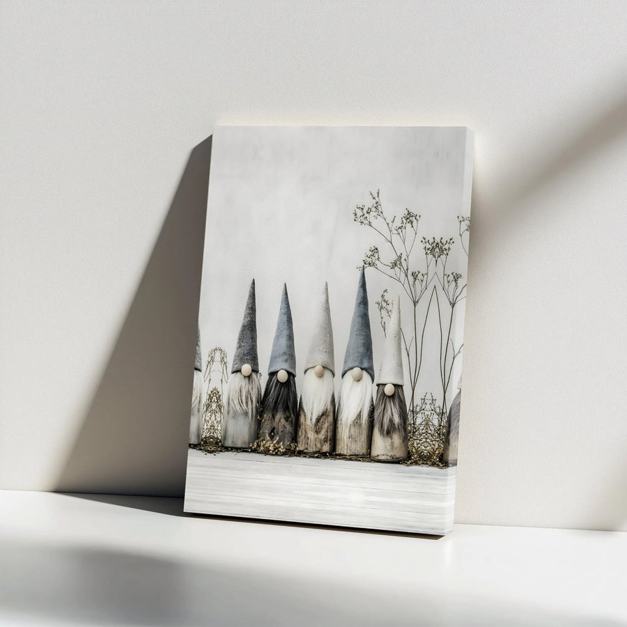 Scandinavian Gnome Wall Art | Rustic Minimalist Nordic Decor | Premium 1.25" Gallery Wrap Canvas | Cozy Farmhouse Home Office Gift