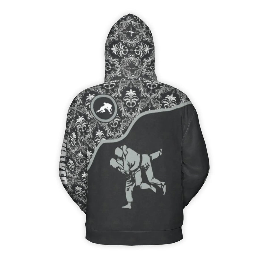 Judo Hoodie | Martial Arts Grappling Throw Damask Design | Premium Polyester Fleece | Perfect Gift for Judoka and Combat Sports Fans