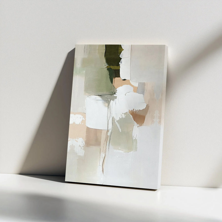 Neutral Abstract Canvas Wall Art | Sage Green and Beige Textured Print | Premium 1.25 Inch Gallery Wrap | Modern Home Office Decor Gift