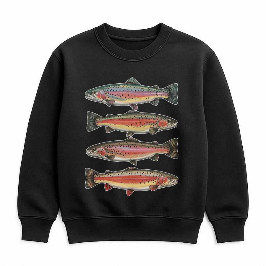 Vintage Trout Sweatshirt | Rainbow Trout Species Illustration | Premium Comfort Colors Cotton | Gift for Fisherman & Angler