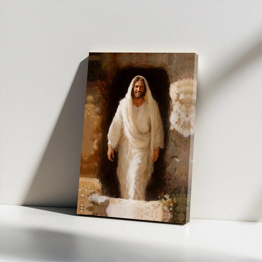 Jesus Christ Wall Art | The Resurrection Painting, He is Risen Decor | Premium Gallery Wrapped Canvas | Inspirational Christian Home Decor Gift