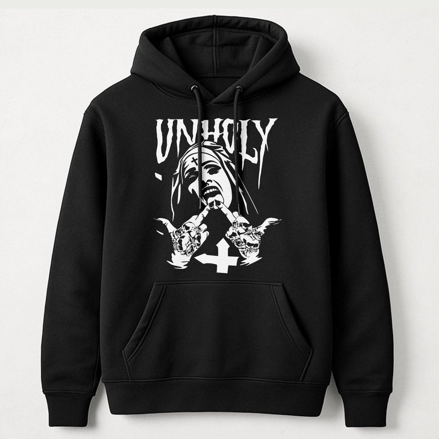 Unholy Nun Graphic Hoodie | Edgy Gothic Streetwear | Premium Cotton-Blend | Aesthetic Y2K Gift for Alternative Style Lovers