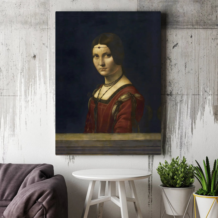 La Belle Ferronnière Canvas Print | Leonardo da Vinci Renaissance Portrait | Premium Framed Canvas | Classic Art Collector's Gift for Home Decor