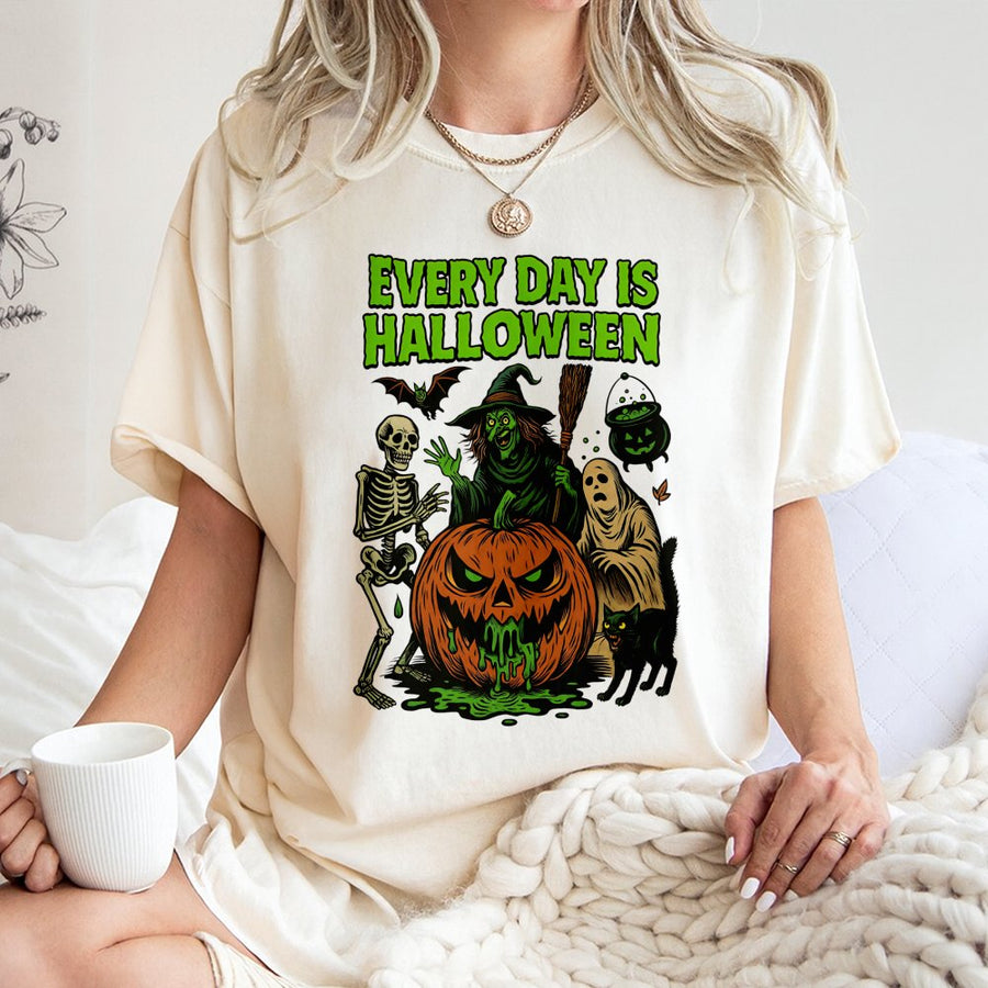 Every Day Is Halloween T-Shirt | Retro Horror Graphic Tee | Premium 100% Cotton | Spooky Season Gift for Horror Movie Fans