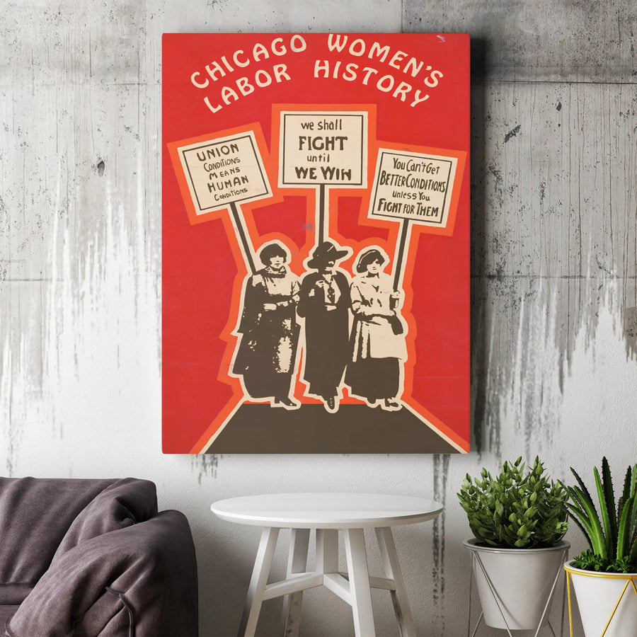Chicago Labor History Canvas | Women Protest Art Print | Premium Gallery Wrap Wall Decor | Feminist Historical Gift for Activists and Teachers