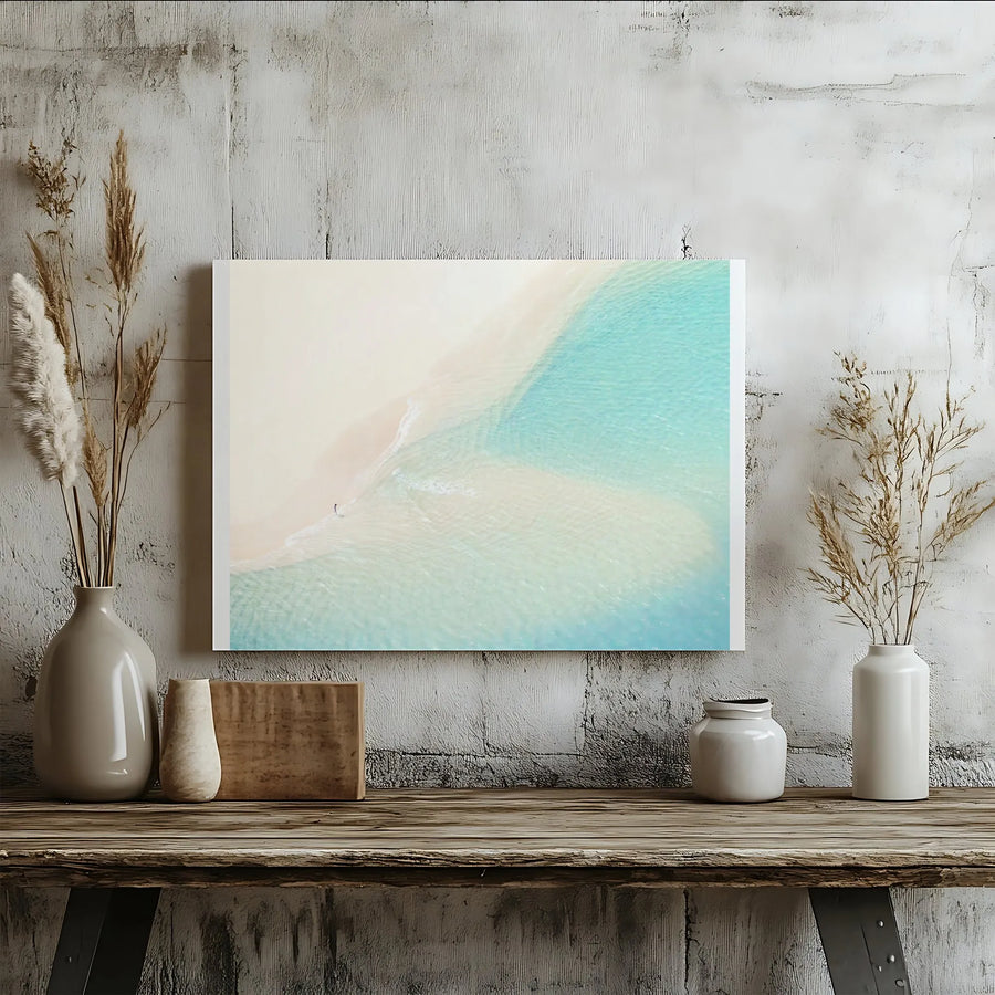 Aerial Beach Canvas Wall Art | Minimalist Coastal Seascape Drone Print | Premium Gallery Wrapped Canvas | Modern Beach House Decor Gift
