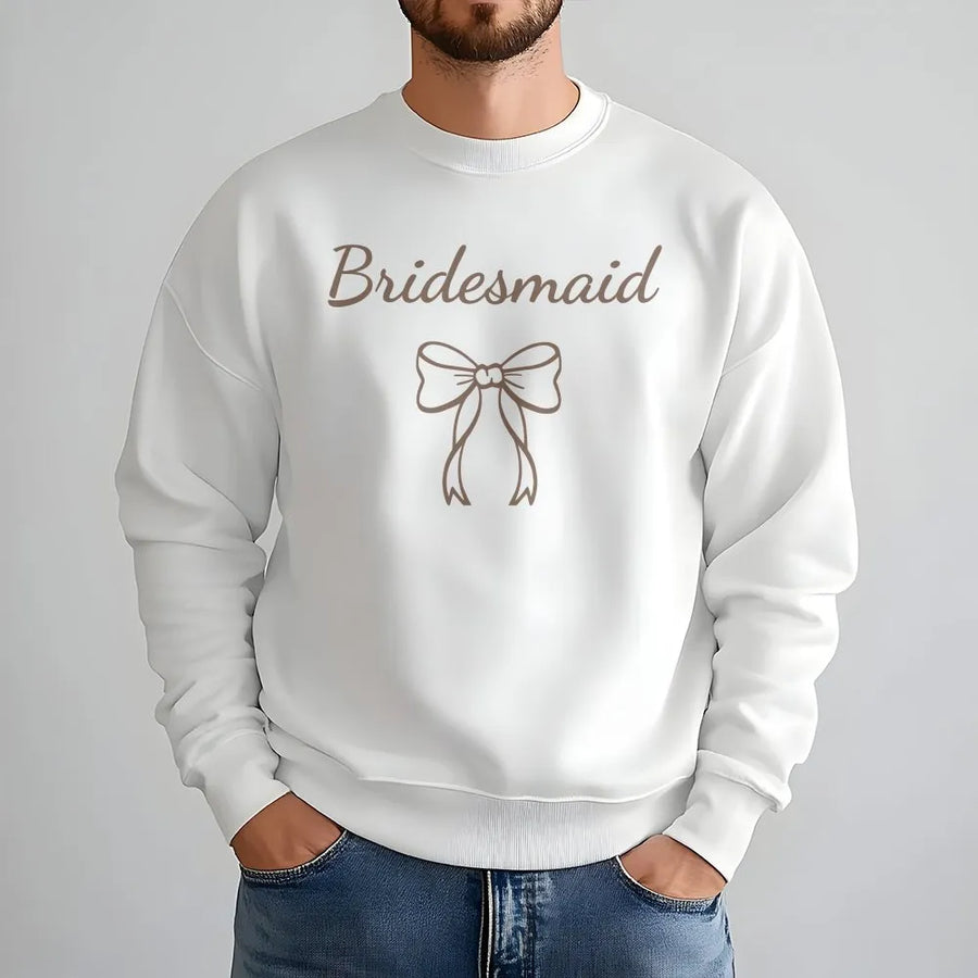 Bridesmaid Sweatshirt | Elegant Script with Bow Design | Premium Cotton Blend | Bridal Party Gift, Maid of Honor & Bachelorette Apparel