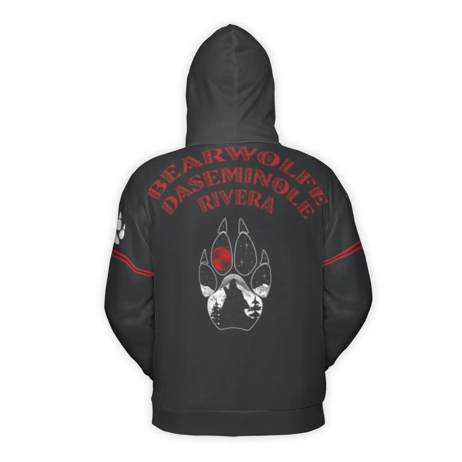 Wolf Paw 3D Hoodie | Native American Inspired Feather Print | Premium Brushed Fleece Pullover | Unisex Gift for Nature Lovers