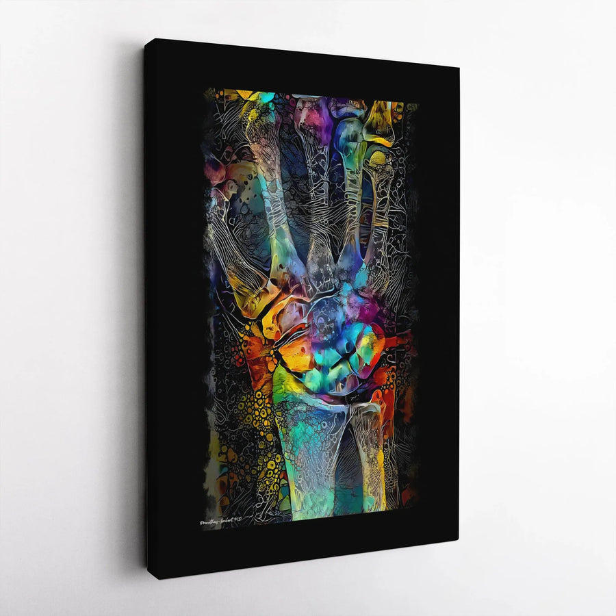 Anatomical Hand Wall Art | Colorful Abstract Medical Illustration | Premium Gallery Wrap Canvas | Doctor Office Decor Gift