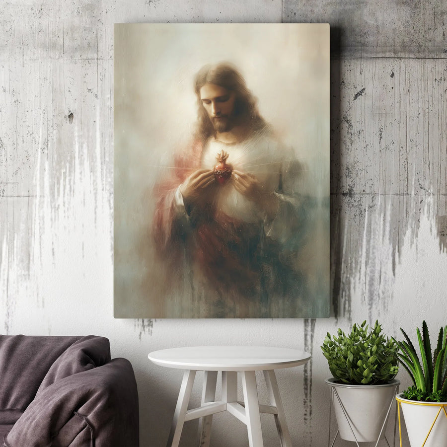 Sacred Heart of Jesus Canvas Print | Religious Wall Art | Premium Fade-Resistant Gallery Wrap | Christian Home Decor Gift for Believers