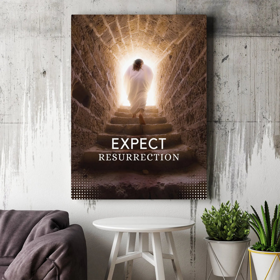 Expect Resurrection Wall Art | Jesus Ascending Tomb Canvas Print | 1.25 Inch Gallery Wrap | Christian Home Decor Gift