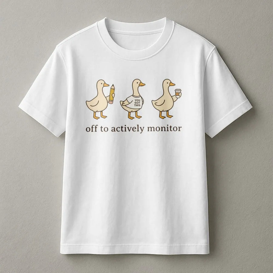 Funny Teacher Testing T-Shirt | Goose 'Actively Monitor' Graphic Sweatshirt | Soft Cotton Blend | State Testing Day Gift for Educator Team