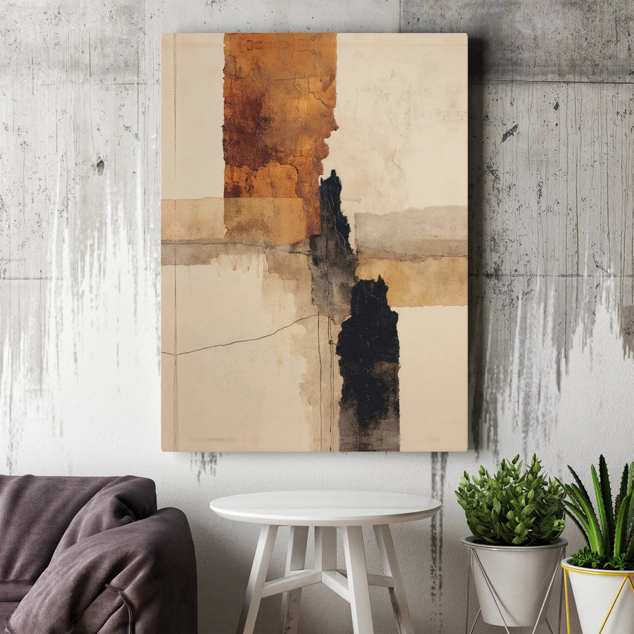Abstract Canvas Wall Art | Textured Earth Tone Painting Print | Premium Gallery Wrapped Canvas | Modern Minimalist Home Decor Gift