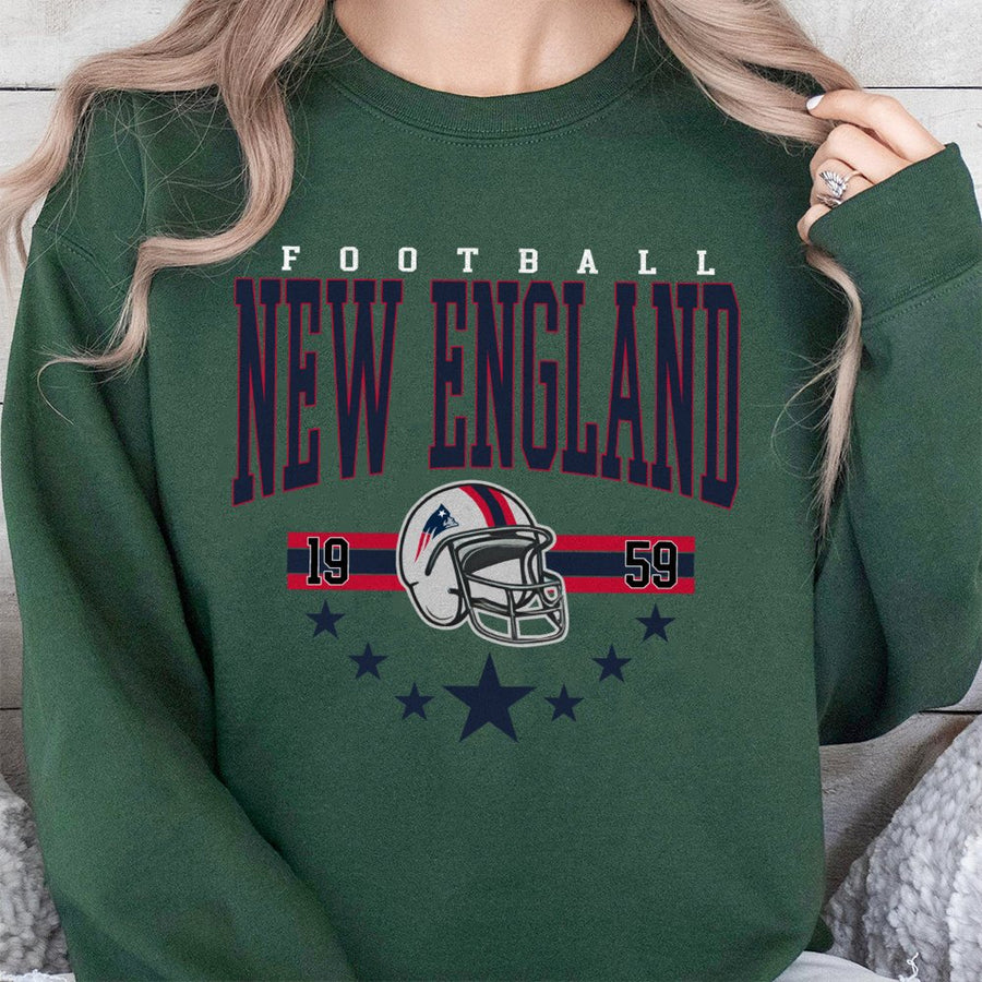 Football New England 19 59 With Patriots Throwback Helmet Sweatshirt