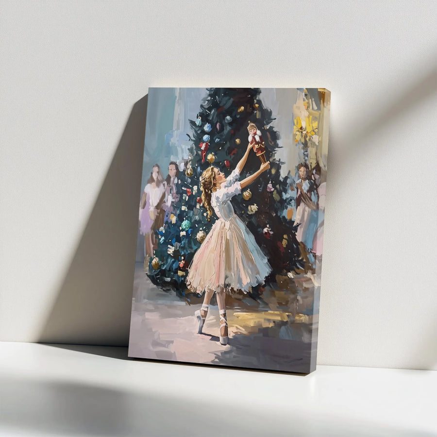 Nutcracker Ballet Canvas Wall Art | Clara's Dance Impressionist Painting | Premium Thick Gallery Wrap Canvas | Collector's Christmas Decor Gift