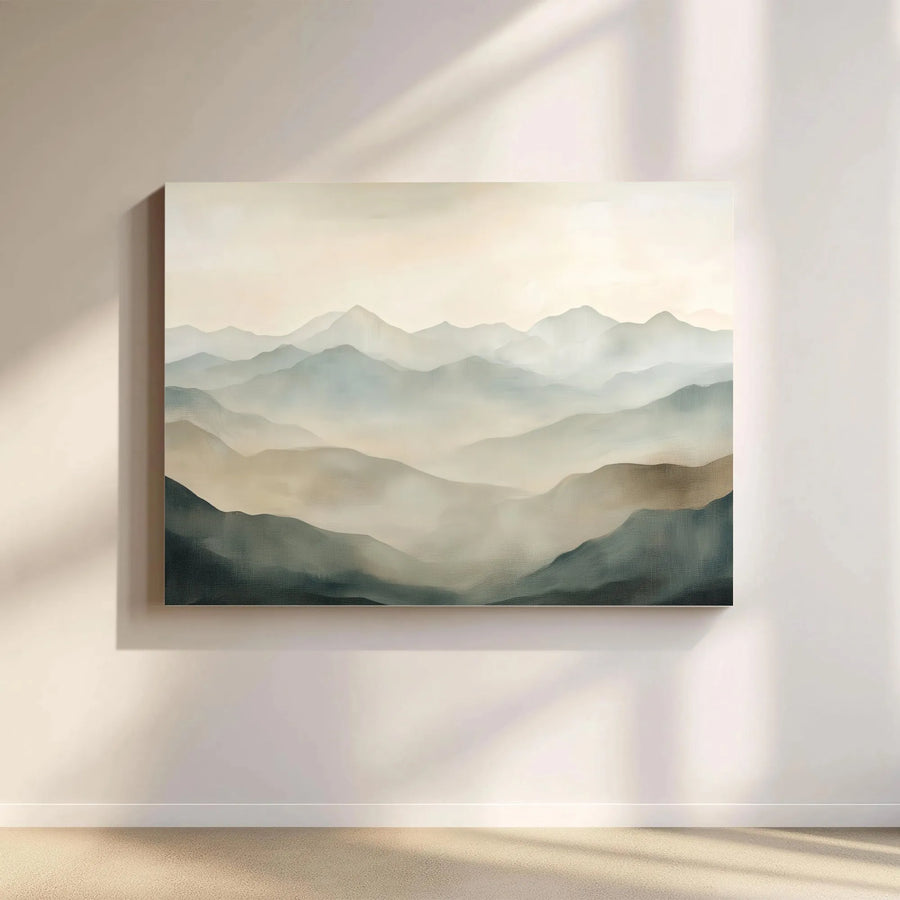 Misty Mountain Range Canvas Art | Abstract Watercolor Landscape Print | 1.25" Gallery Wrap Wall Decor | Premium Nature Home Office Gift