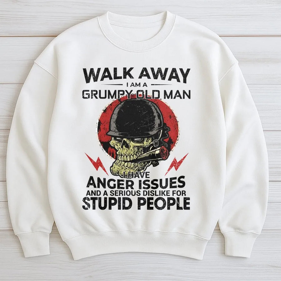 Grumpy Old Man Sweatshirt | Funny Skull Veteran Graphic Sweatshirt | Premium Cotton Blend | Sarcastic Novelty Gift for Dad or Grandpa