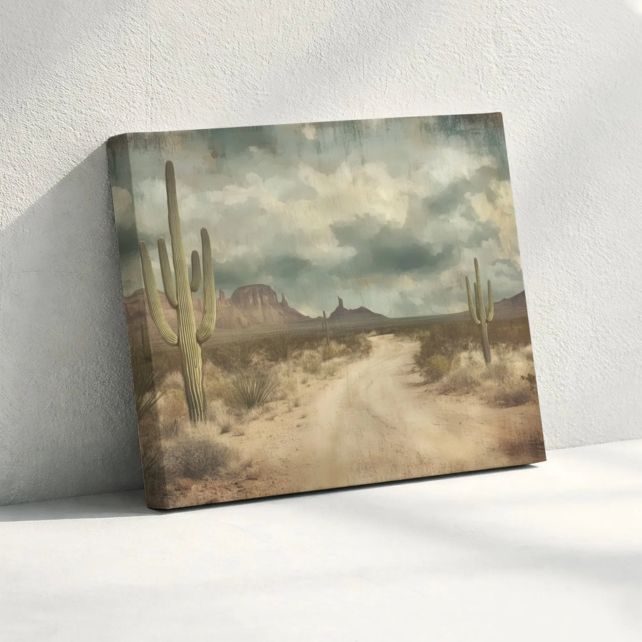 Desert Saguaro Cactus Wall Art | Rustic Southwestern Landscape Print | Premium 1.25-Inch Gallery Canvas | Western Home Decor Gift