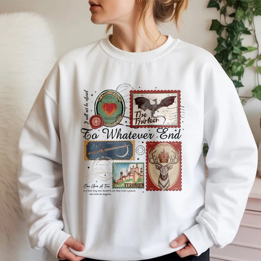 Fantasy Book Sweatshirt | To Whatever End Stamp Design | Premium Unisex Pullover | Gift for Book Lovers and Readers