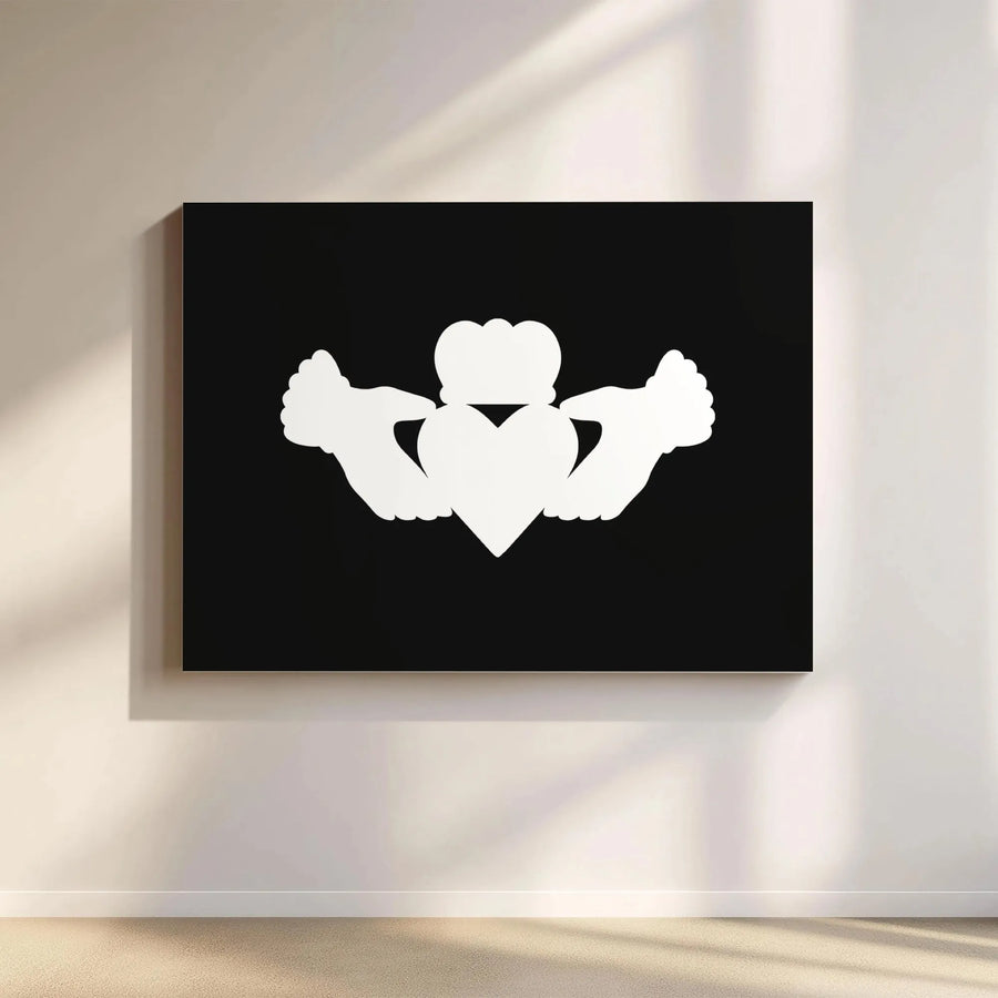 Claddagh Symbol Canvas Print | Minimalist Irish Heart and Hands Art | Premium Gallery-Wrapped Wall Decor | Meaningful Gift for Irish Heritage