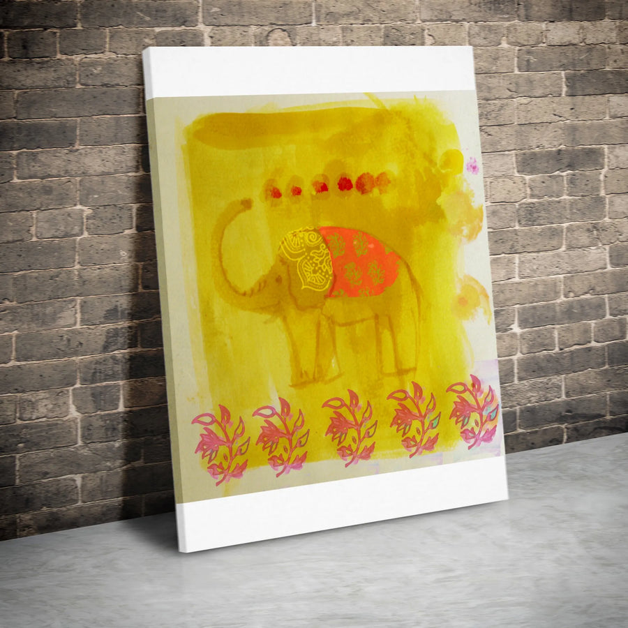 Ethnic Elephant Canvas Wall Art | Bohemian Watercolor Painting Print | Premium Gallery Wrapped Canvas | Boho Living Room Decor & Yoga Studio Gift