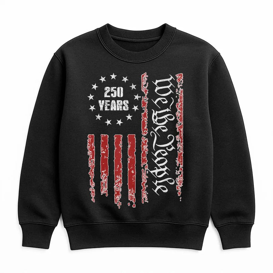 USA 250th Anniversary Sweatshirt | We The People Distressed Flag Graphic | Soft Cotton Blend | Patriotic Collector's Gift 1776-2026