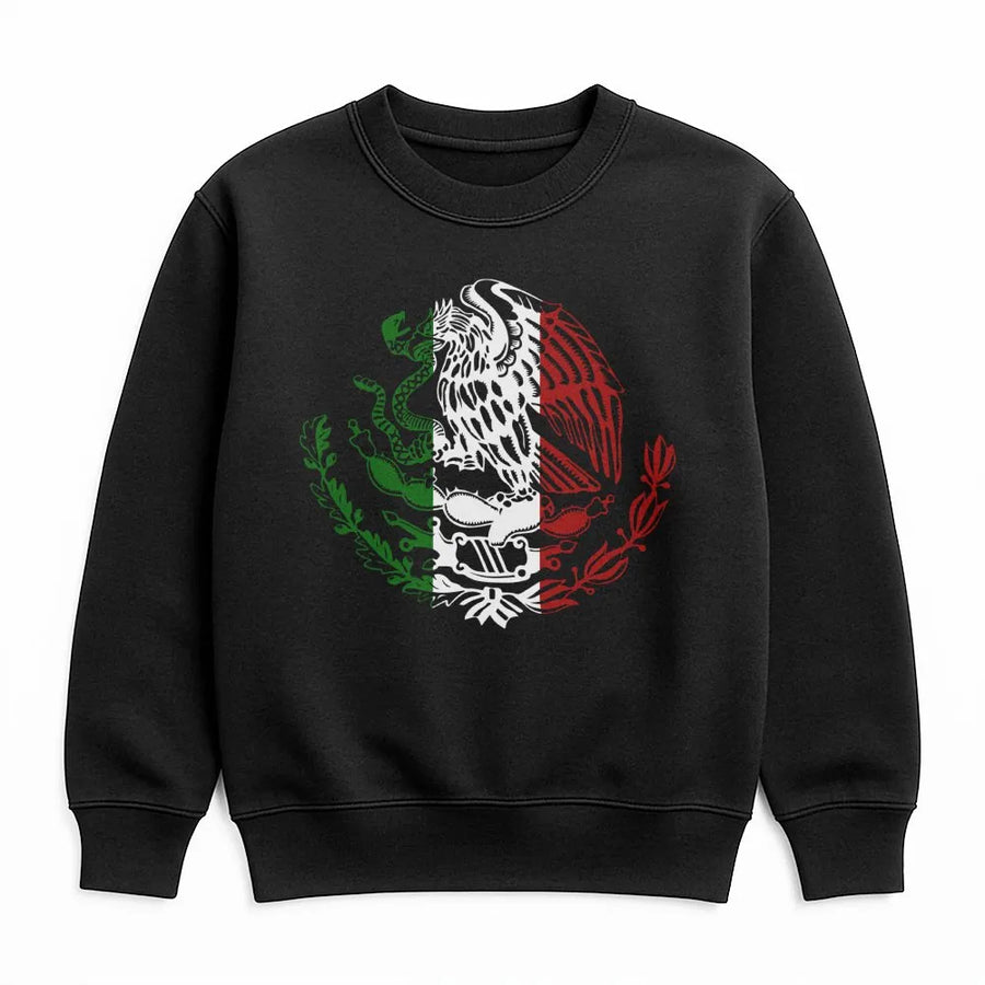 Mexico Eagle Sweatshirt | Mexican Flag Emblem Graphic Print | Cotton Blend Crewneck | Heritage Pride Gift for Men and Women