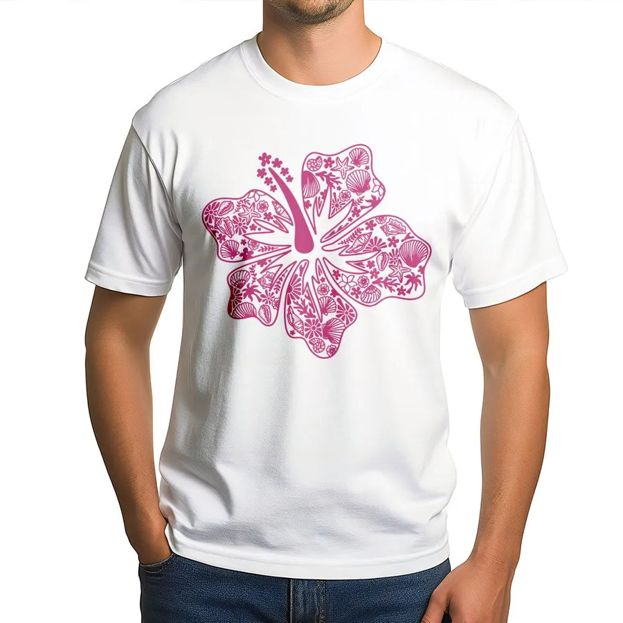 Hibiscus Flower Graphic T-Shirt | Coastal Ocean Beach Aesthetic | Soft Premium Cotton Tee | Gift for Women and Teens