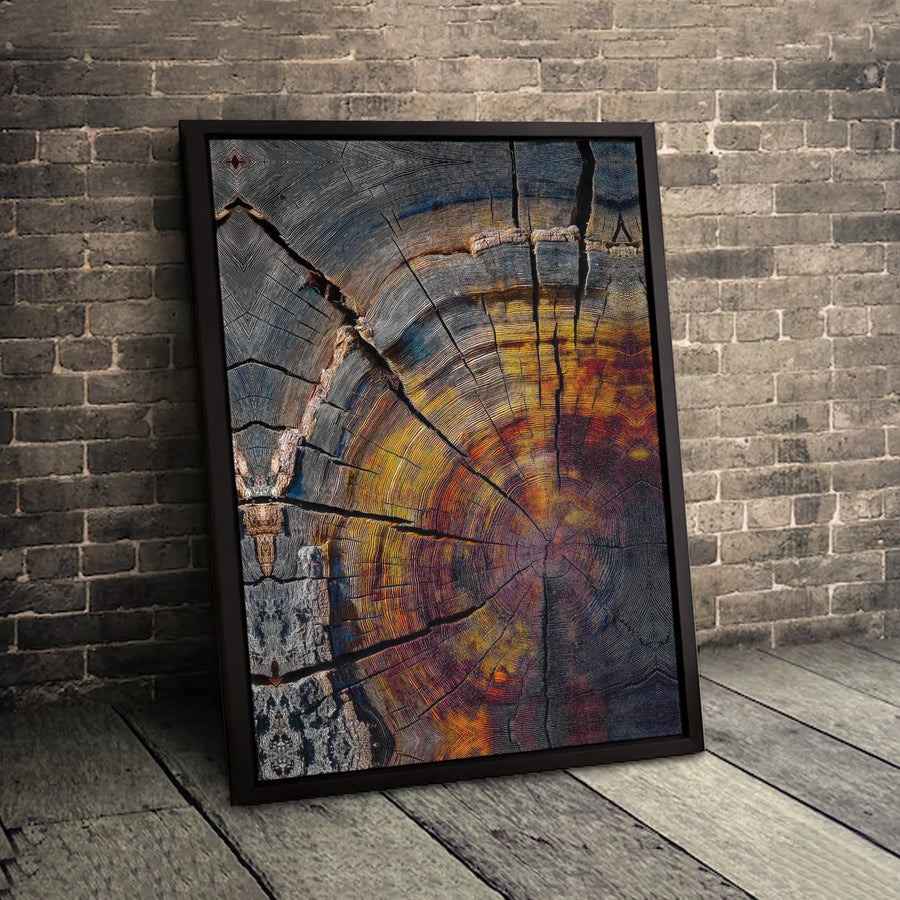 Abstract Tree Rings Wall Art | Colorful Wood Grain Canvas Print | Premium Fade-Resistant Gallery Wrap | Modern Nature Decor for Home and Office