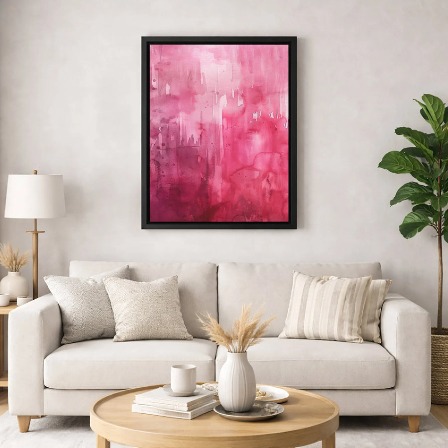 Pink Watercolor Wall Art | Abstract Magenta Brushstroke Canvas | Large Gallery-Quality Print | Modern Home Decor Gift
