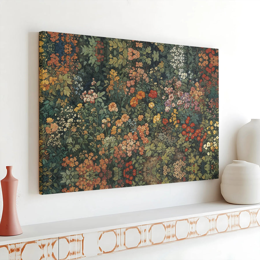 Wildflower Meadow Canvas Wall Art | Vintage Millefleurs Botanical Garden Print | Premium Gallery Wrap Decor | Nature Lover Home Gift