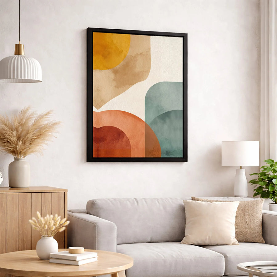 Abstract Earth Tones Wall Art | Modern Watercolor Organic Shapes Canvas | 1.25-Inch Gallery Wrap Profile | Boho Home & Office Decor Gift