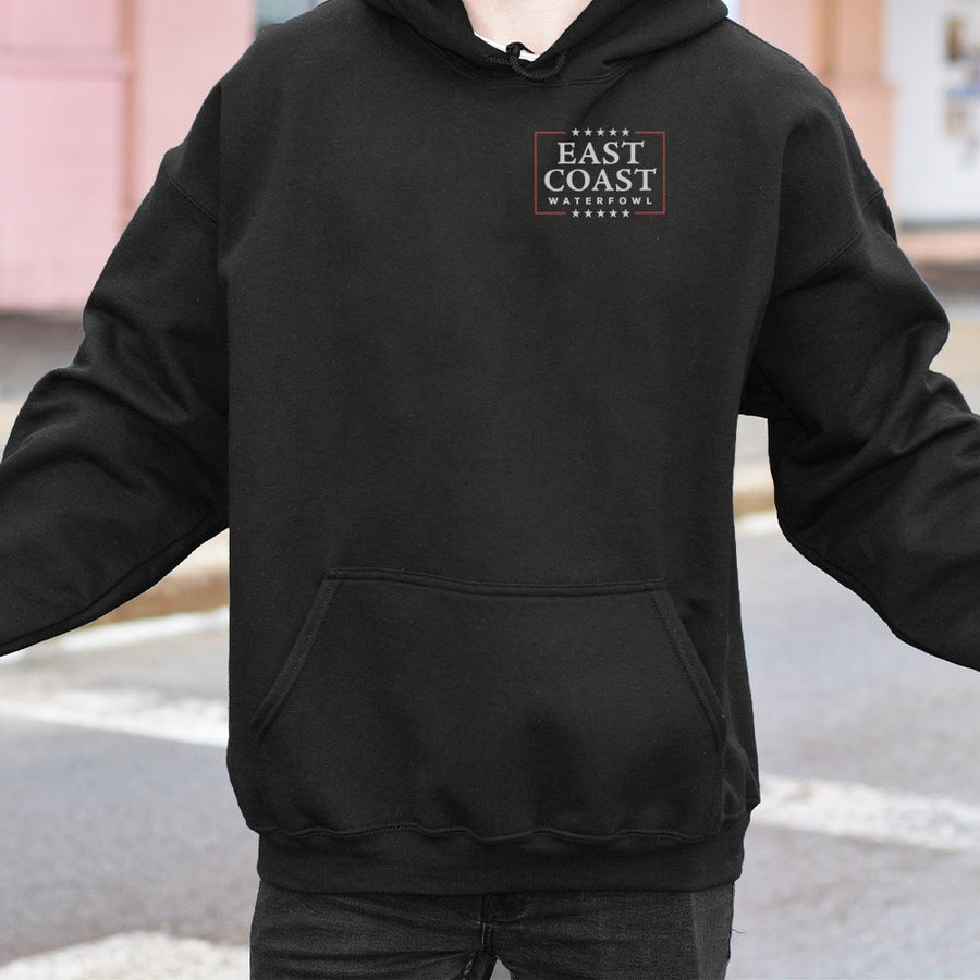 East Coast Waterfowl Hoodie | Duck Hunting Graphic Print | Premium Cotton-Polyester Blend | Outdoor Lifestyle Gift for Hunters