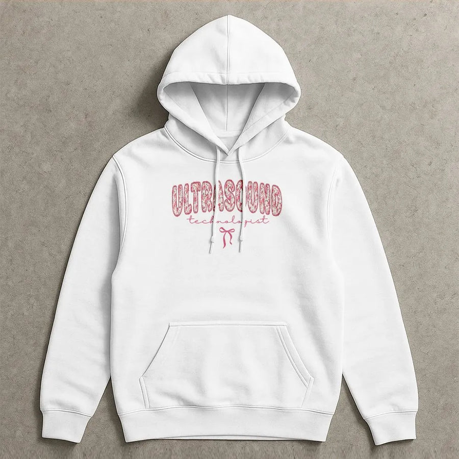 Ultrasound Technologist Hoodie | Cute Floral Script Design | Premium Cotton-Blend | Sonography Graduation Gift for Student or Tech