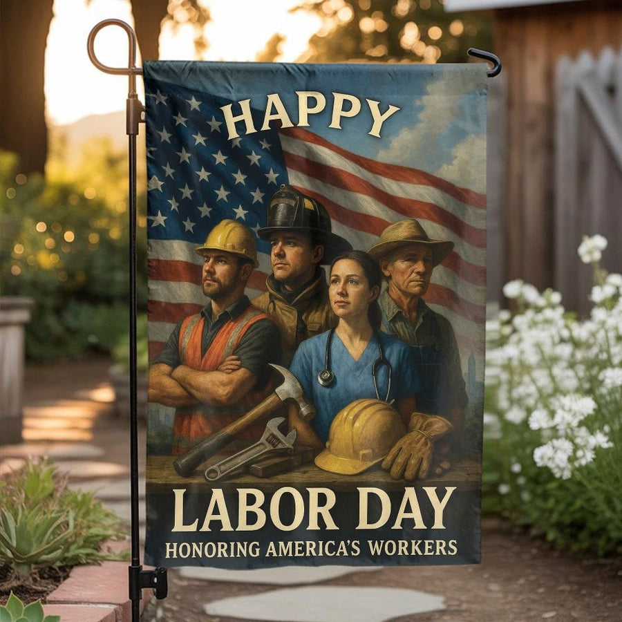 Labor Day Garden Flag | Honoring America's Workers Patriotic Yard Decor | Premium Weather-Resistant Polyester | Gift for Union Workers and Veterans