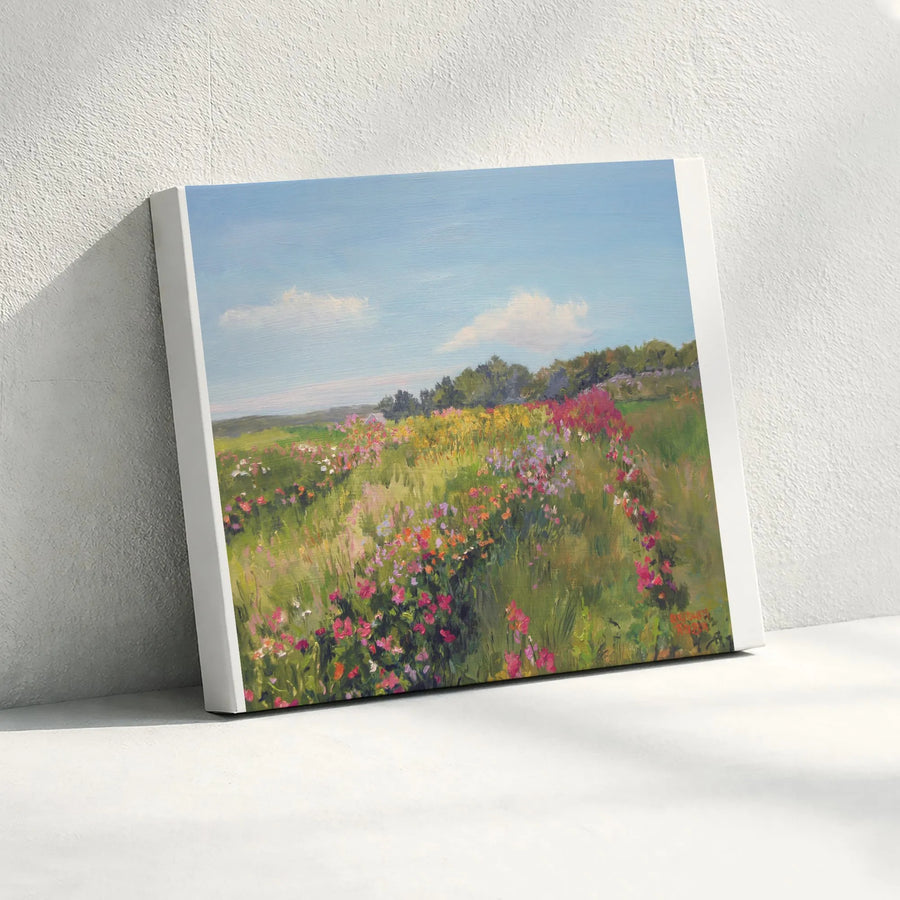 Wildflower Meadow Canvas Wall Art | Impressionist Landscape Painting | Premium Gallery Wrapped Print | Cottagecore Home Decor Gift