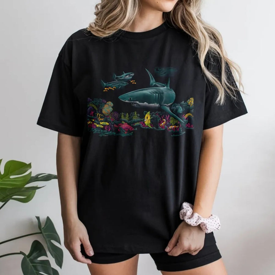 Great White Shark T-Shirt | Vintage Ocean Life Graphic Tee | Premium Cotton | Gift for Marine Biology Fans
