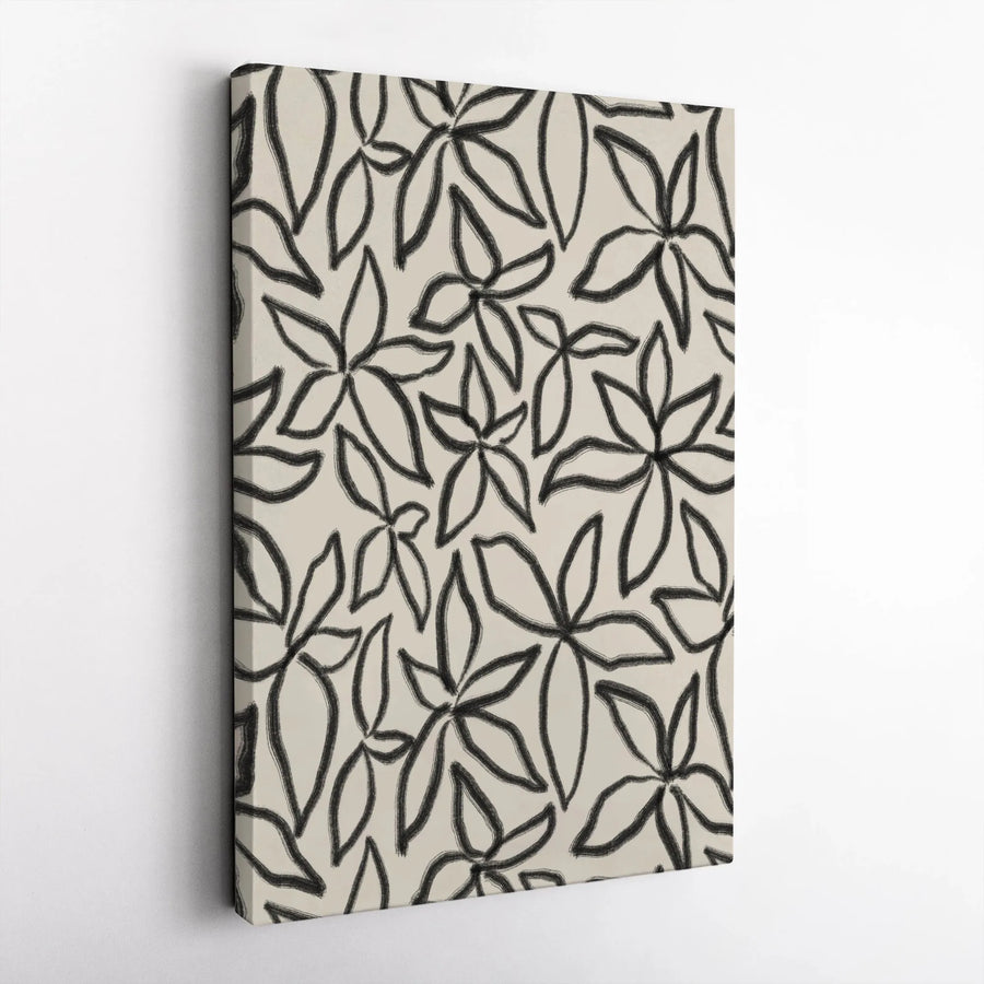 Abstract Floral Canvas Wall Art | Modern Black and White Botanical Sketch | Premium Thick Gallery Wrap | Modern Home & Office Decor Gift