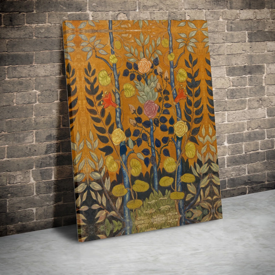 William Morris Floral Canvas Art | Vintage Rose and Lily Botanical Print | Premium Gallery Wrapped Wall Decor | Arts and Crafts Movement Gift