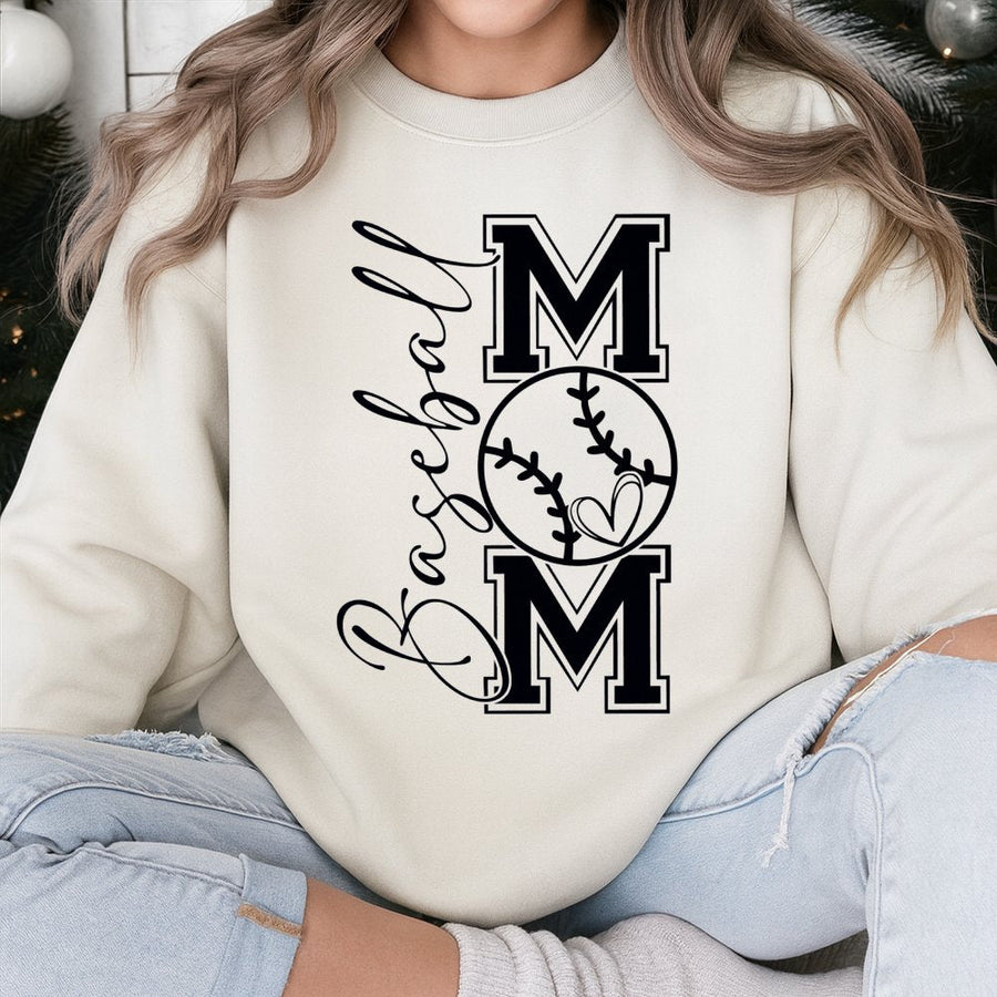 Baseball Mom Sweatshirt | Varsity Letter Graphic Design | Cotton-Blend Premium Quality | Cute Sporty Gift For Baseball Mama