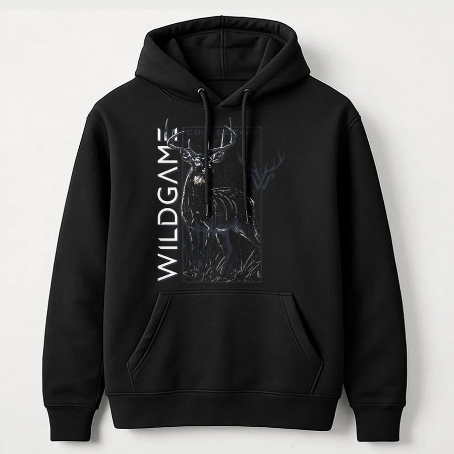 Deer Hunting Hoodie | Vintage Buck Sketch Graphic with Antlers | Premium Cotton Blend | Gift for Hunter and Outdoorsman