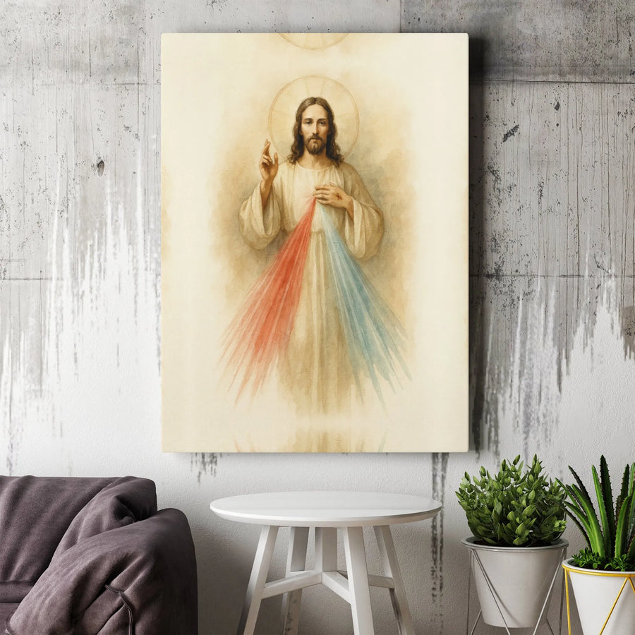 Divine Mercy Jesus Canvas Art | Catholic Religious Wall Decor | Premium Fade-Resistant Print | Spiritual Gift for Home or Church