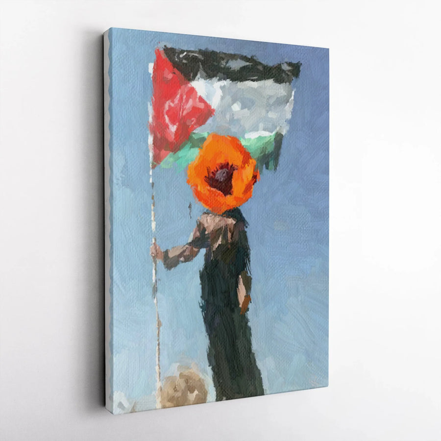 Palestinian Flag Poppy Art Canvas | Symbolic Floral Painting | Gallery-Quality 1.25-Inch Profile | Modern Home & Office Wall Decor