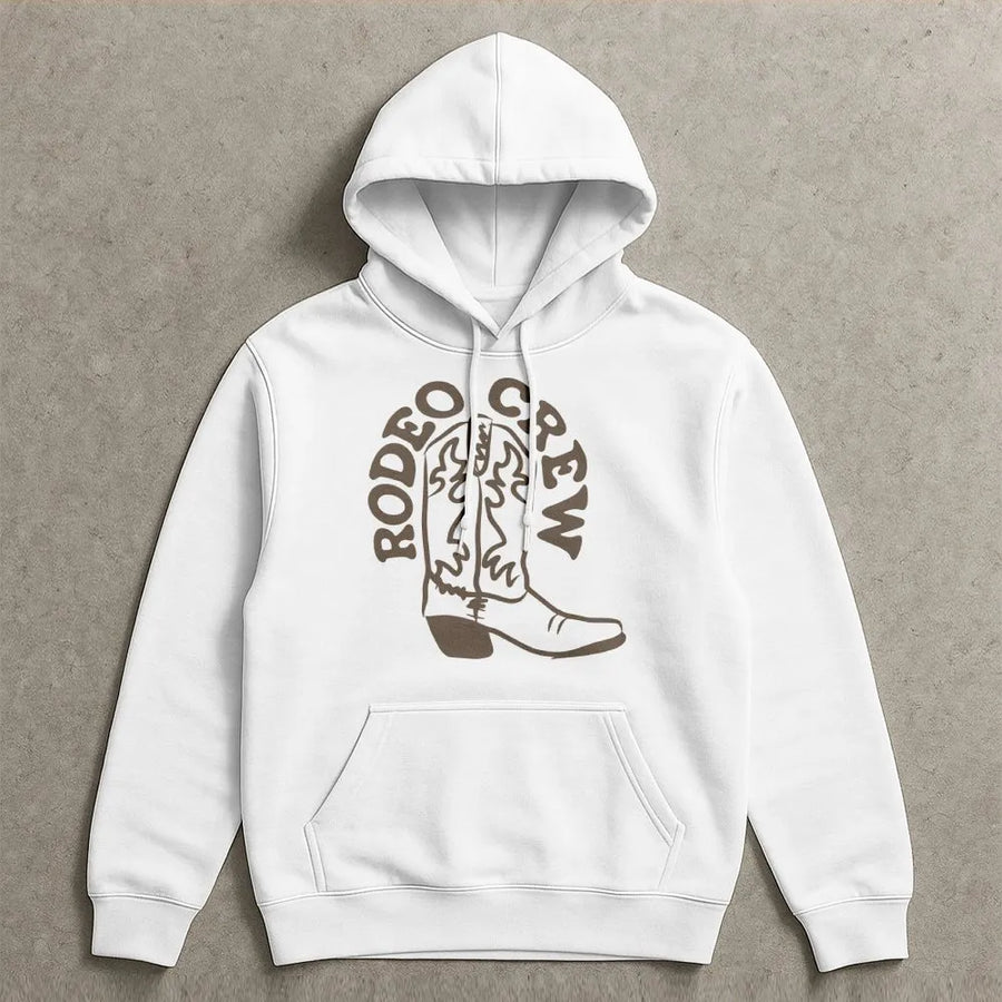 Rodeo Crew Hoodie | Western Cowboy Boot Graphic | Cozy Cotton Blend | Matching Family First Birthday Gift