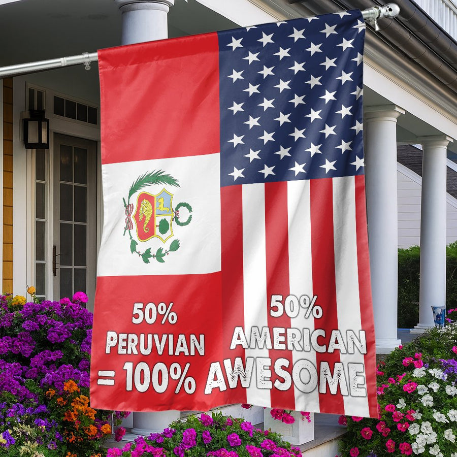 Peruvian American Flag | 50% Peruvian 50% American Dual Heritage Design | Weather-Resistant Polyester | Gift for Peruvian Pride & US Patriotic Decor