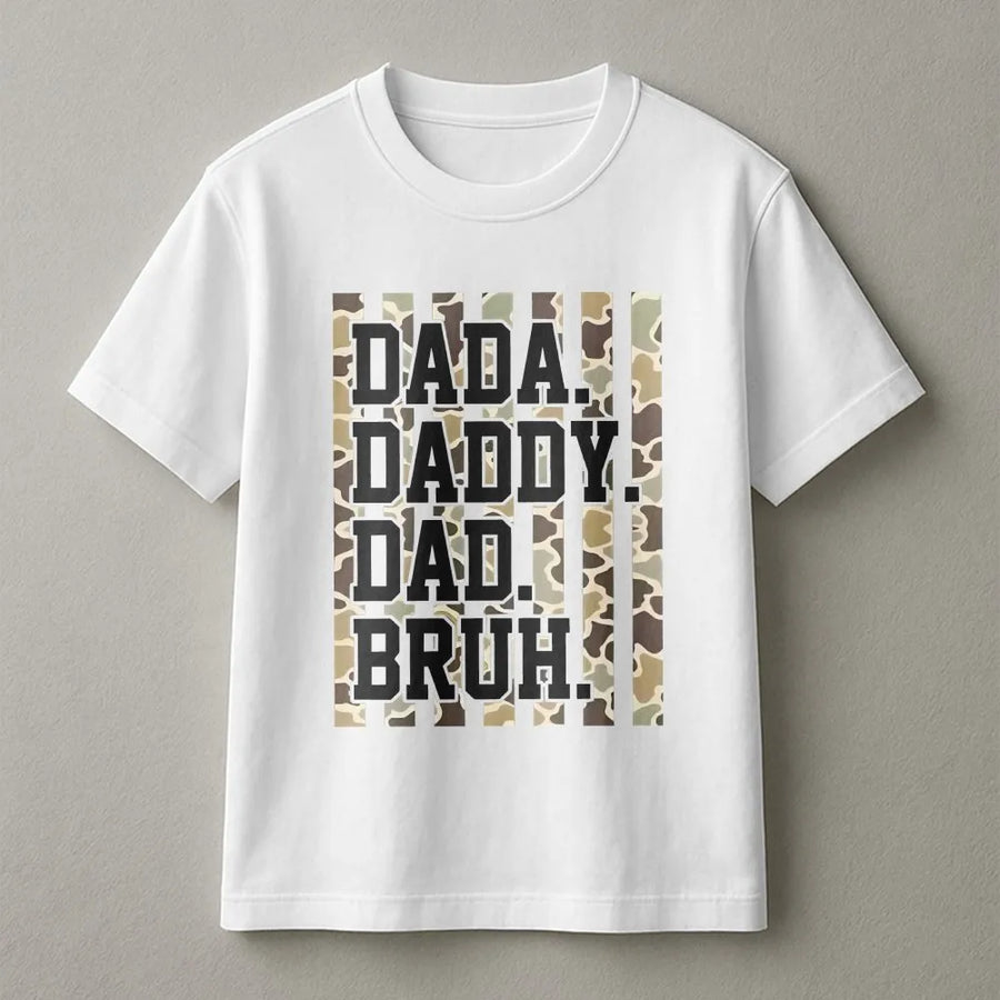 Dad Bruh T-Shirt | Camouflage Dad Quote Graphic | Premium Cotton Blend | Funny Father's Day Gift for Him
