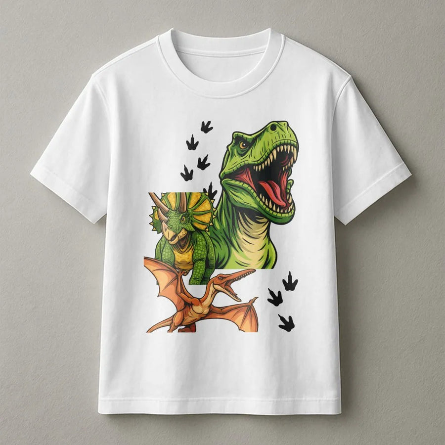 Dinosaur T-Shirt | Cartoon T-Rex & Dino Friends Graphic | Cozy Cotton Blend | Unisex Paleontology Fan Gift