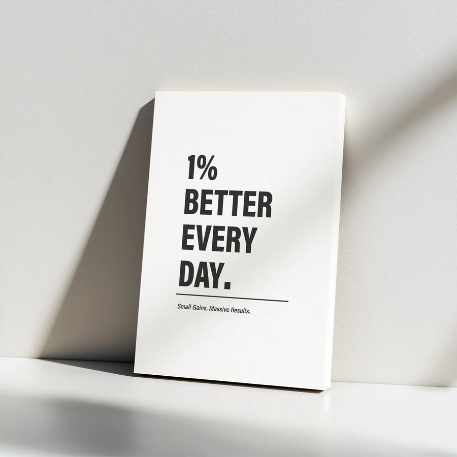 Motivational Canvas Print | 1% Better Every Day Quote Art | Premium Gallery Wrapped Canvas | Gym Wall Decor & Office Motivation Gift